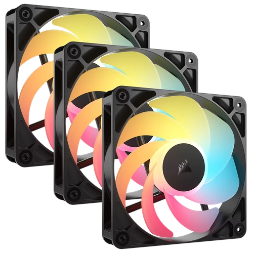 Kit de ventiladores CORSAIR flujo invertido RS120-R ARGB de 120 mm x3 negro
