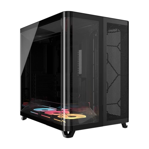 Gabinete CORSAIR AIR 5400 LX-R RGB iCUE LINK Mid Tower con triple cámara Negro