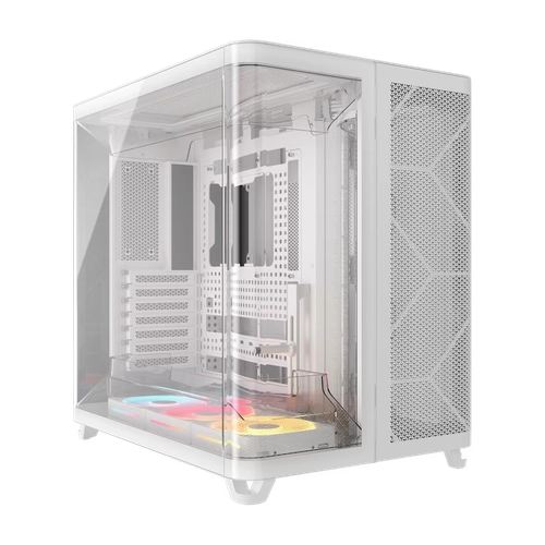 Gabinete CORSAIR AIR 5400 LX-R RGB iCUE LINK Mid Tower con triple cámara Blanco