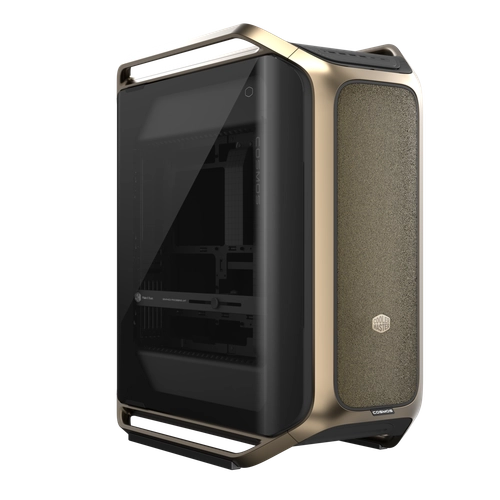 Gabinete Cooler Master Cosmos Alpha Gold Full Tower 3 Fans Tempered Glass Logo Bañado en Oro 24K s/Fuente