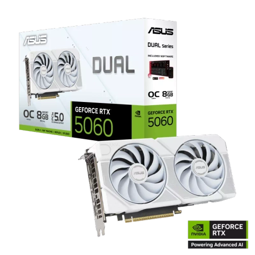 Placa de Video ASUS NVIDIA GeForce DUAL RTX5060 O8GB  WHITE