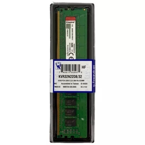 Memoria Ram UDIMM KINGSTON KVR 32GB DDR4 3200MHz CL22 1.20V Single Negro