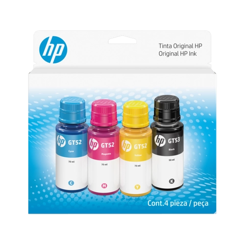 Botella de tinta HP GT53/GT52 Negra Cian Magenta Amarilla Pack de 4